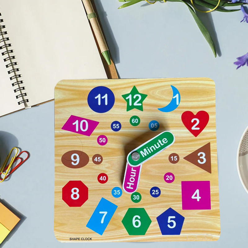 Plus Shine Clock Teaching Board Wooden Child Toddler Number Learning Toys Wooden Watch Toy(Multicolor)