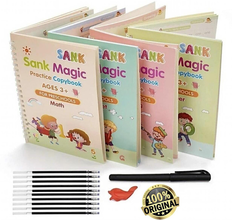 EARLYGENIUS Magic Practice Copybook Reusable Hand Writing Lettering Drawing,Alphabet,Math(Multicolor)