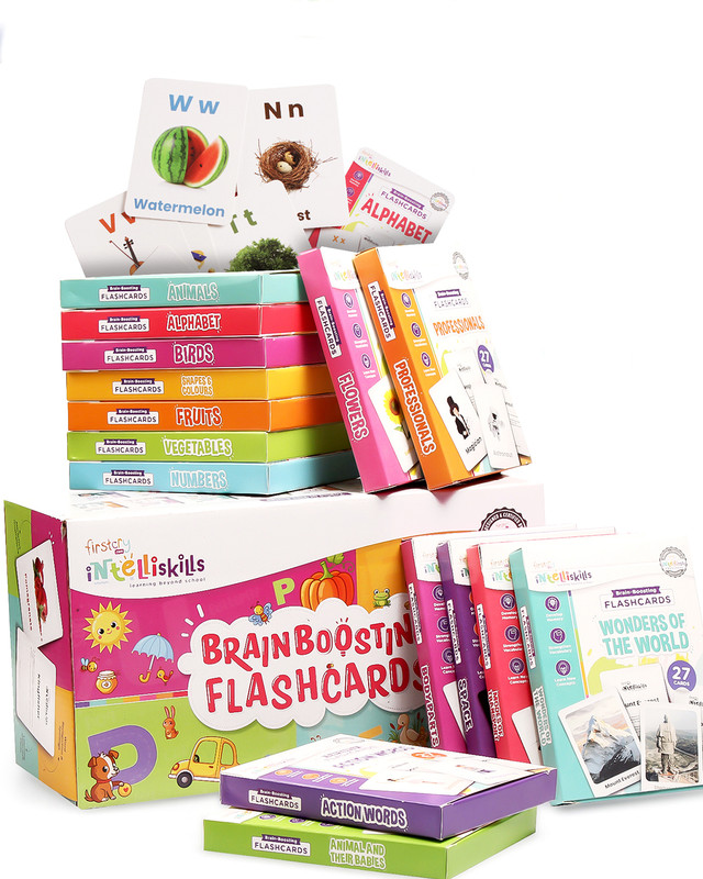 Intelliskills Premium Brain Boosting 15 in 1 Flash Cards for Kids 400+ pcs(Multicolor)