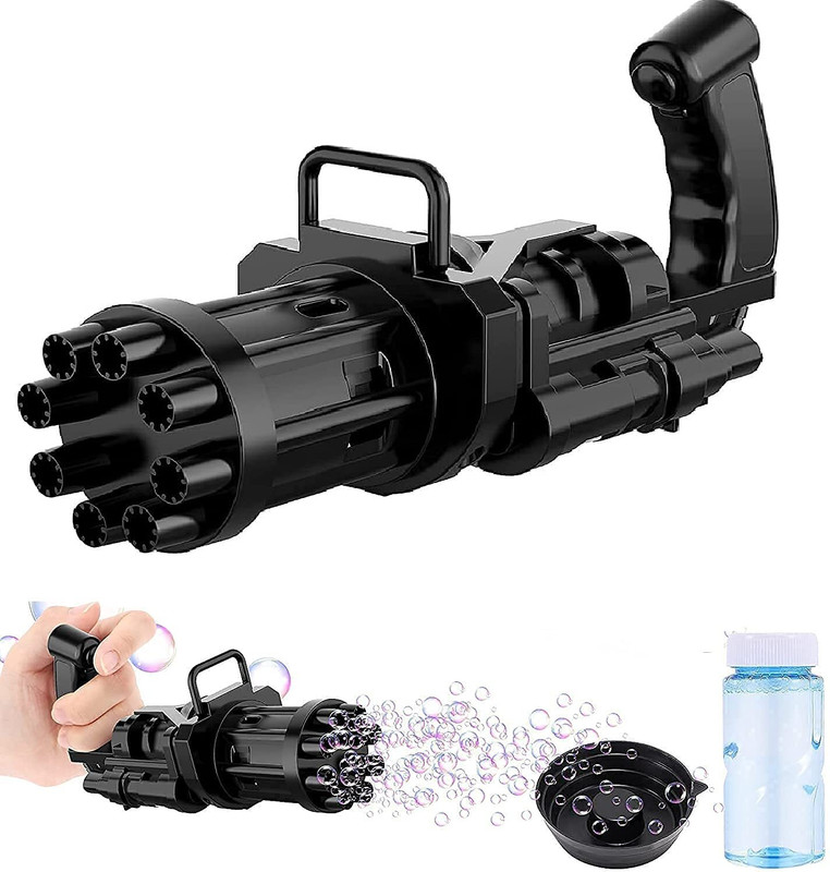 HOMOZE Automatic Bubble Gun High-Output Multi-Nozzle Bubble Machine with Grip Handle Water Gun(Black)