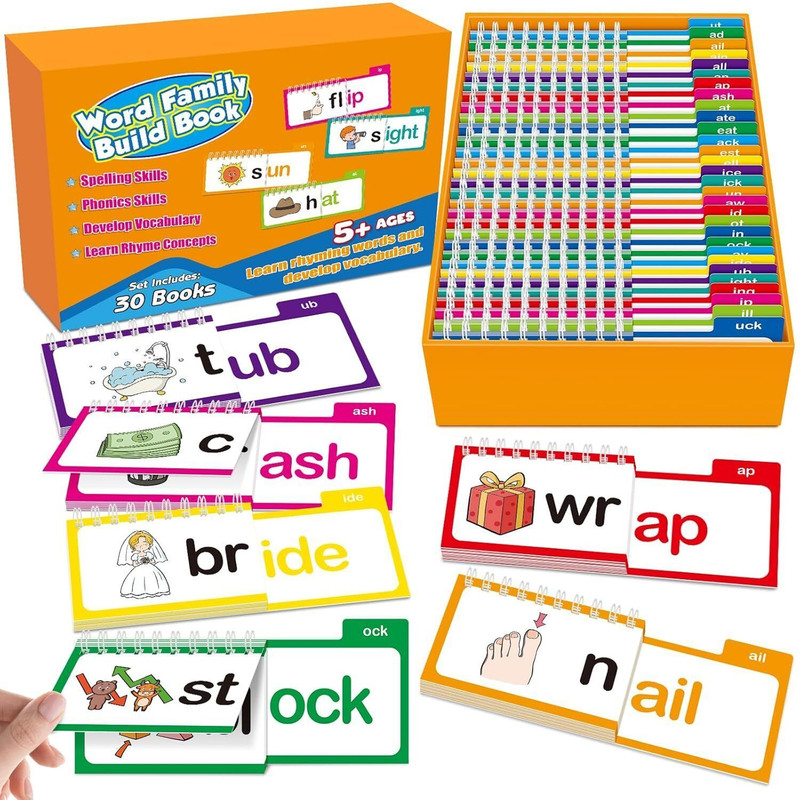 rivtoxx Word Family Phonics 30PCs Flip Book: ABC Vocabulary, Read & Rhyme, Preschool(Multicolor)
