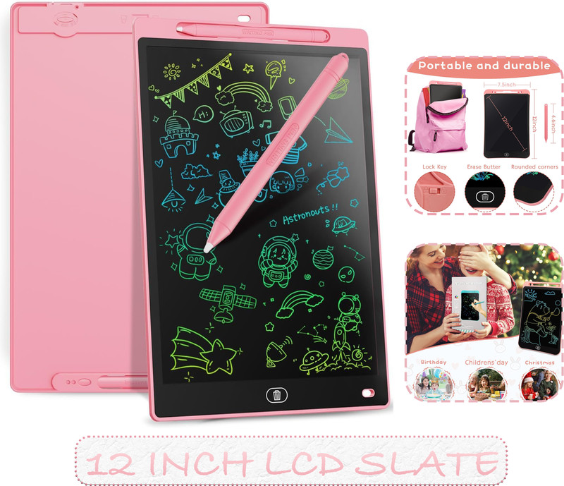 Virth Reusable Writing Lcd Slate 12 Inch For Children Best Gift Kids Travel Friendly(Multicolor)