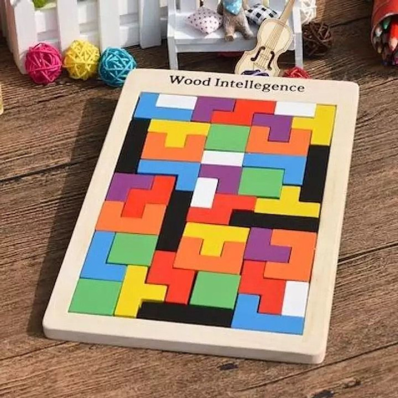 ToyZilla Russian Block Wooden Puzzle Board – Colorful Brain Teaser for Kids (40) pcs 3yr+(Multicolor)