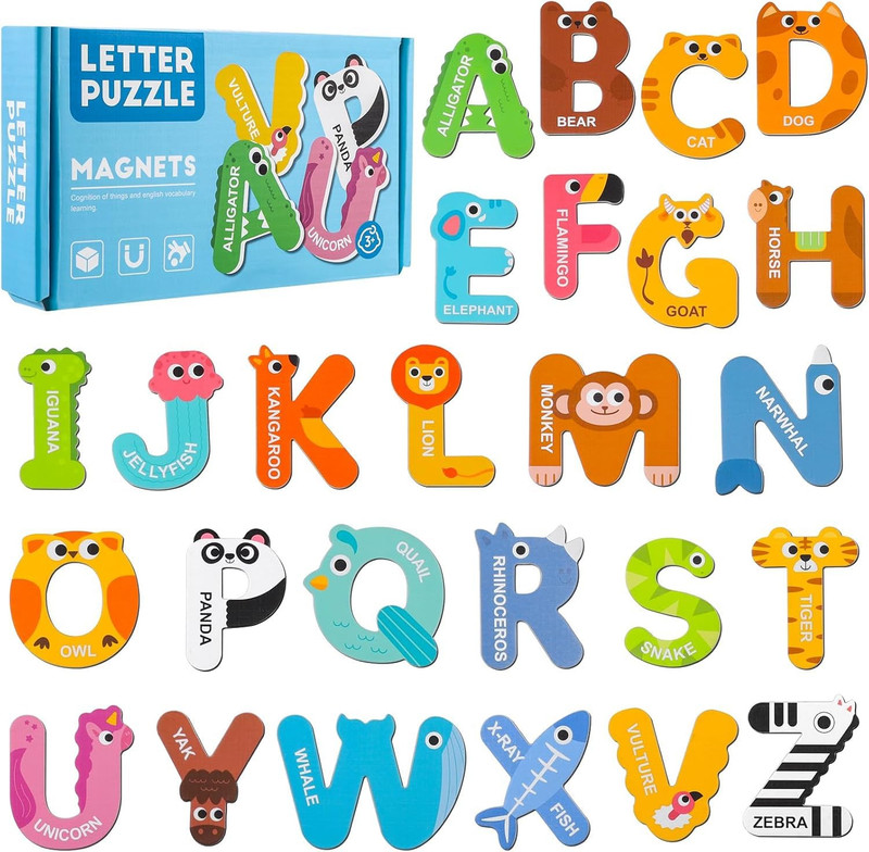 ALORNOR Wonderwoods Animal Alphabet: 26pc Magnetic Learning Set A-498(Multicolor)