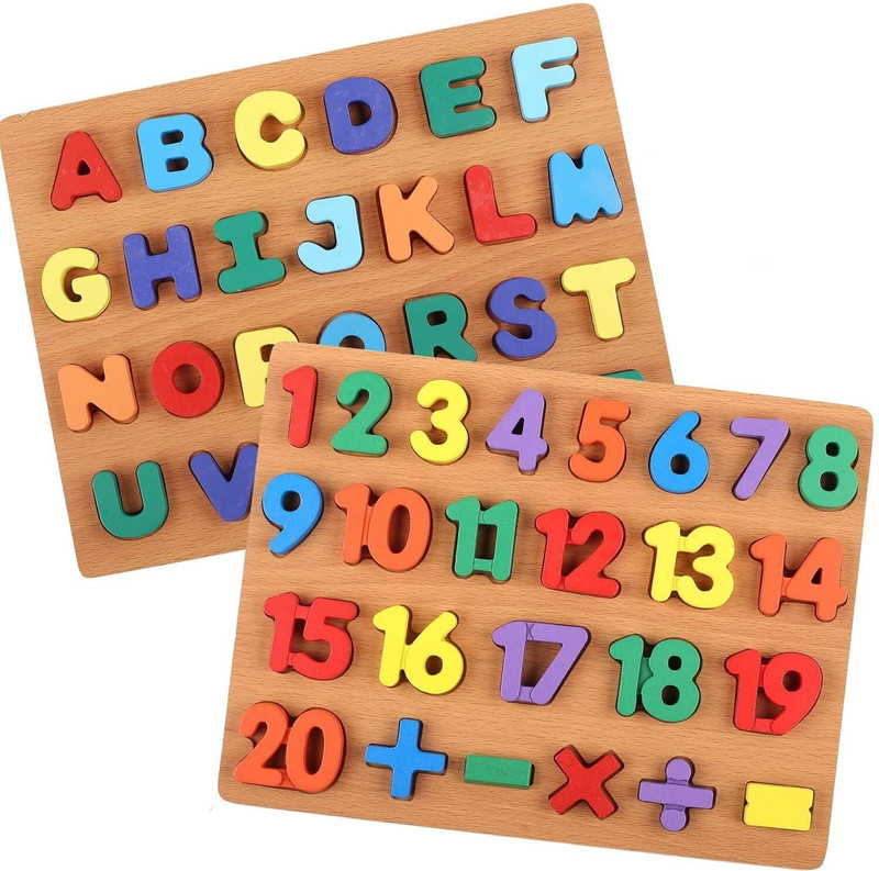 Dwiti Enterprise Wooden Alphabet (Capital Letters ABCD +1234 Numbers Puzzles Toys for Kids(Multicolor)