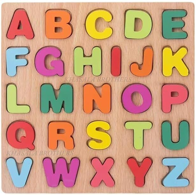 PRIVATECAVE 2 Pack Wooden ABCD Alphabet Number Shape Explorative Puzzles(Multicolor)