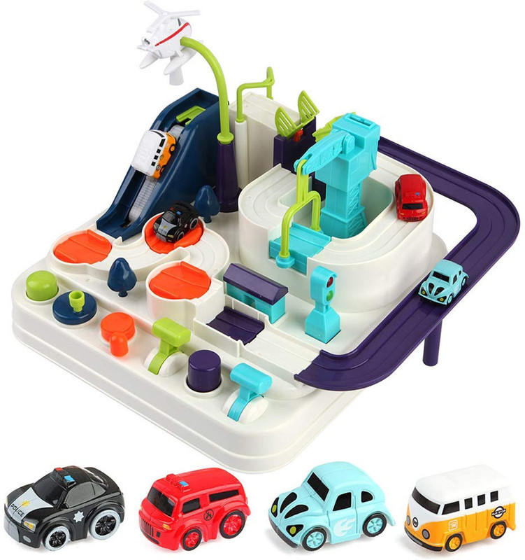 KIDOLOGY Racer Car Adventure Toy Playset City Rescue For Kids (Mechanical 4 Cars)(Multicolor)