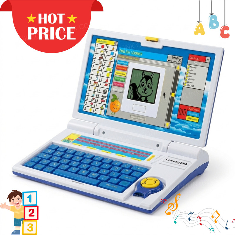 CountryLink Kids Smart Learning Laptop Toy ABC Number Music 20 Fun Activities Device(Blue)