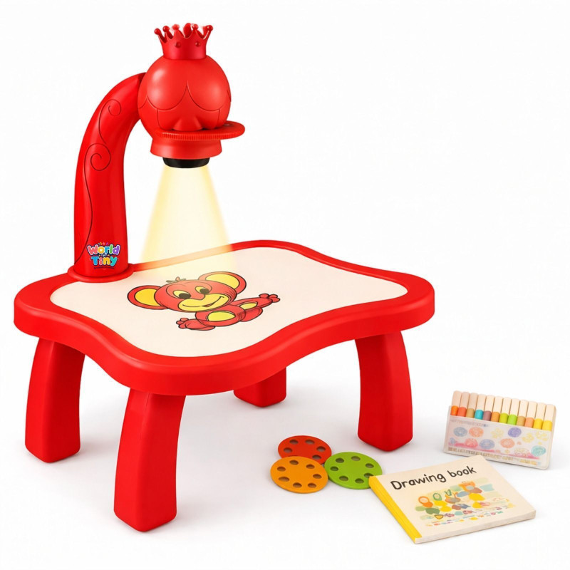 WORLD OF TINY Kids Drawing Projector Table with Light|Art Learning Toy for Children(Multicolor)