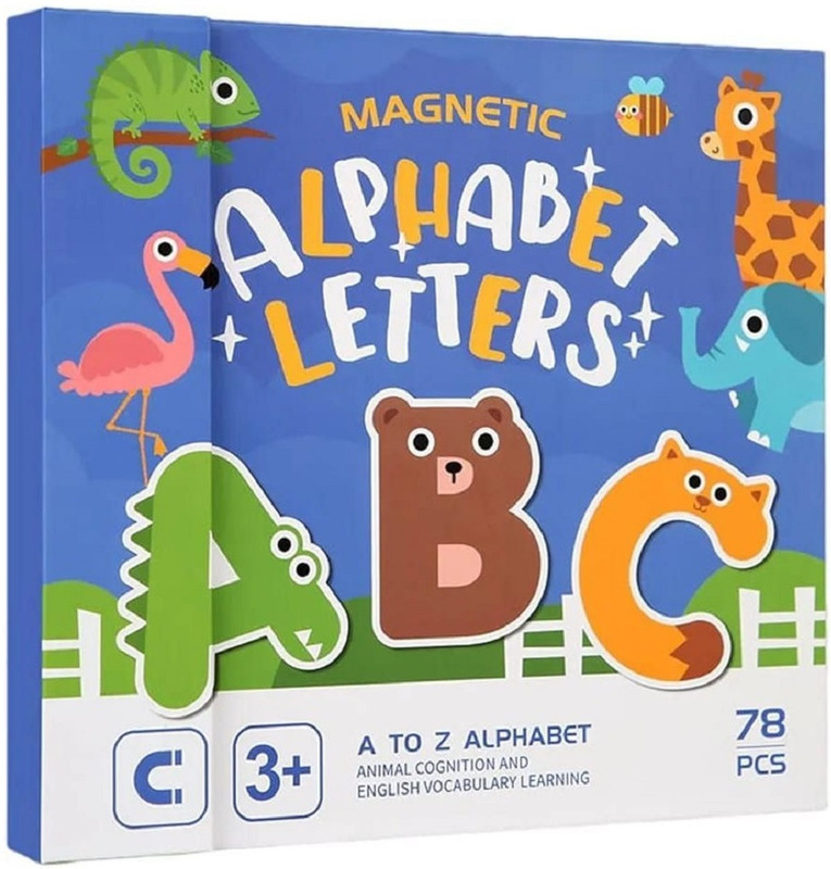 Lufarp A TO Z 78 Pieces Alphabet Letters English Vocabulary Learning Magnetic Board(Multicolor)