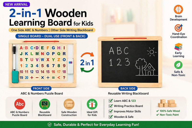 Anushree Mart 2 in 1 Wooden Learning Board for Kids(Multicolor)