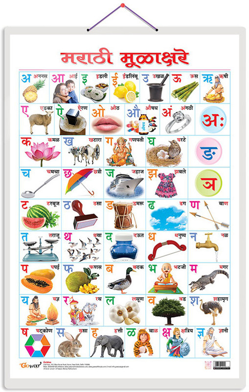 GO WOO Marathi Varnamala?(Marathi) Educational chart with Dust resistant Lamination(Multicolor)