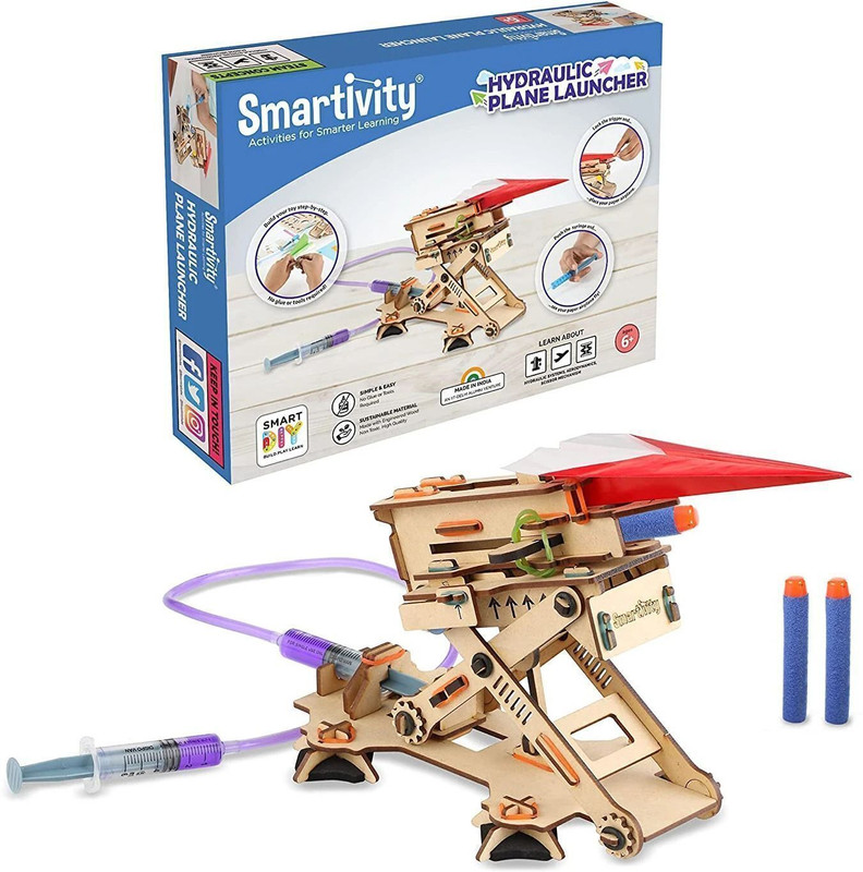 Smartivity Hydraulic Plane Launcher STEM DIY Fun Toy for Kids 6 to 12, Best Gift for Boys & Girls, Educational & Construction based Activity Game, Learn Science Engineering Project, Made in India, By IIT Delhi Alumni(Multicolor)