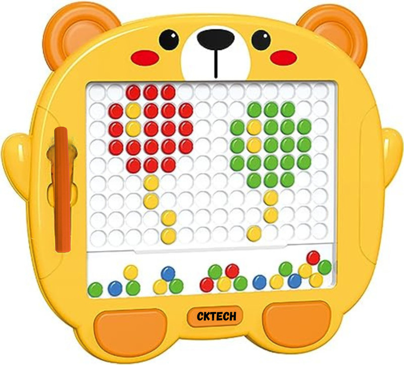 cktech Magnetic Drawing Board with Pen and Pattern Book Dots Board(Yellow)