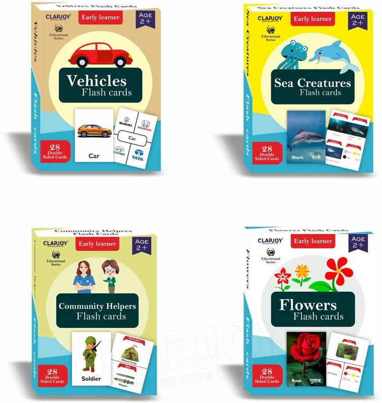 Clapjoy Vehicle,Sea Creature,Flower,Community Helper Flash Cards for Kids 2 year & above(Multicolor)