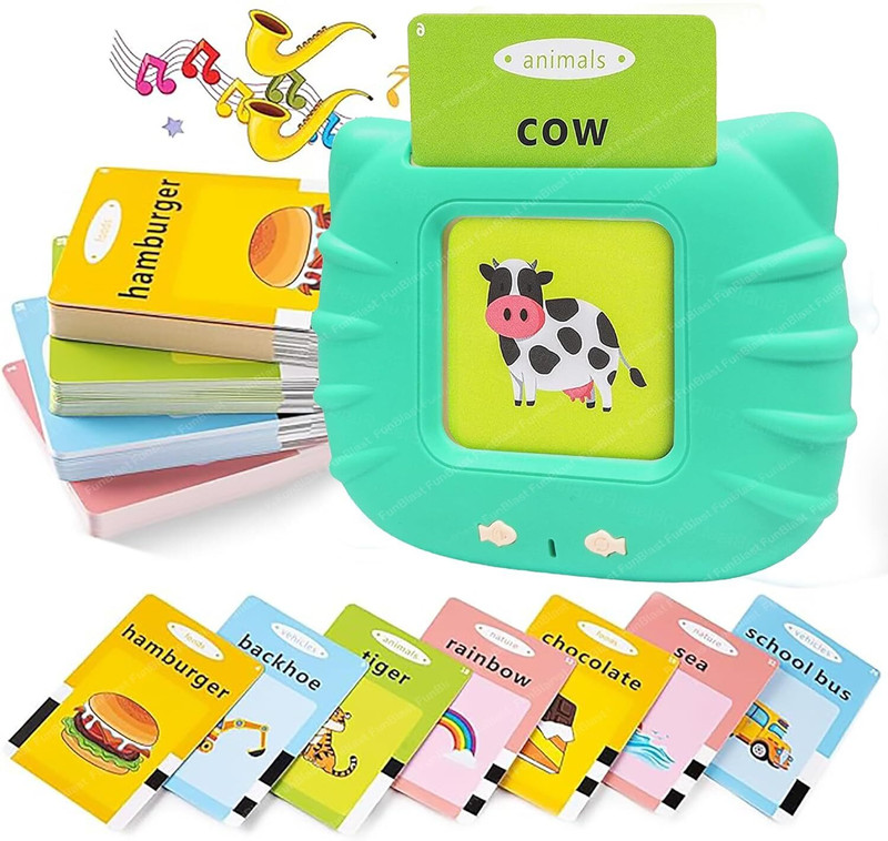 FunBlast Talking Flash Cards for Kids, Learning Toys for Kids, English Flash Cards, Monte(Green)