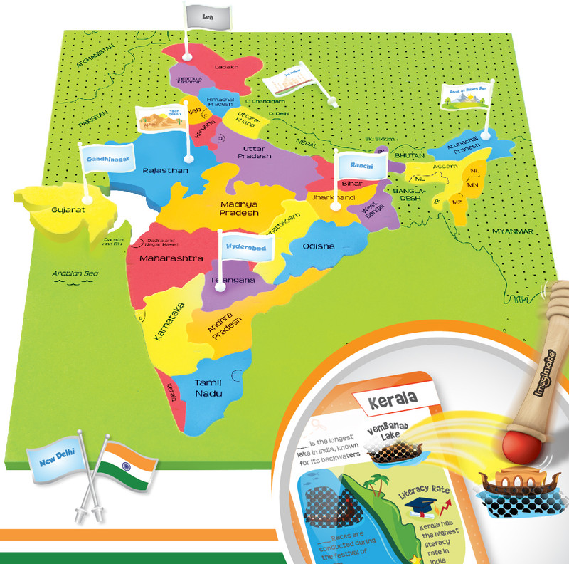 Imagimake Mapology India Map with Flash Card| Swipe & Reveal Card Game(Multicolor)