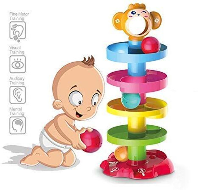 Nafhotoz Little Monkey 5 Layer Baby Roll Ball Toy(Multicolor)