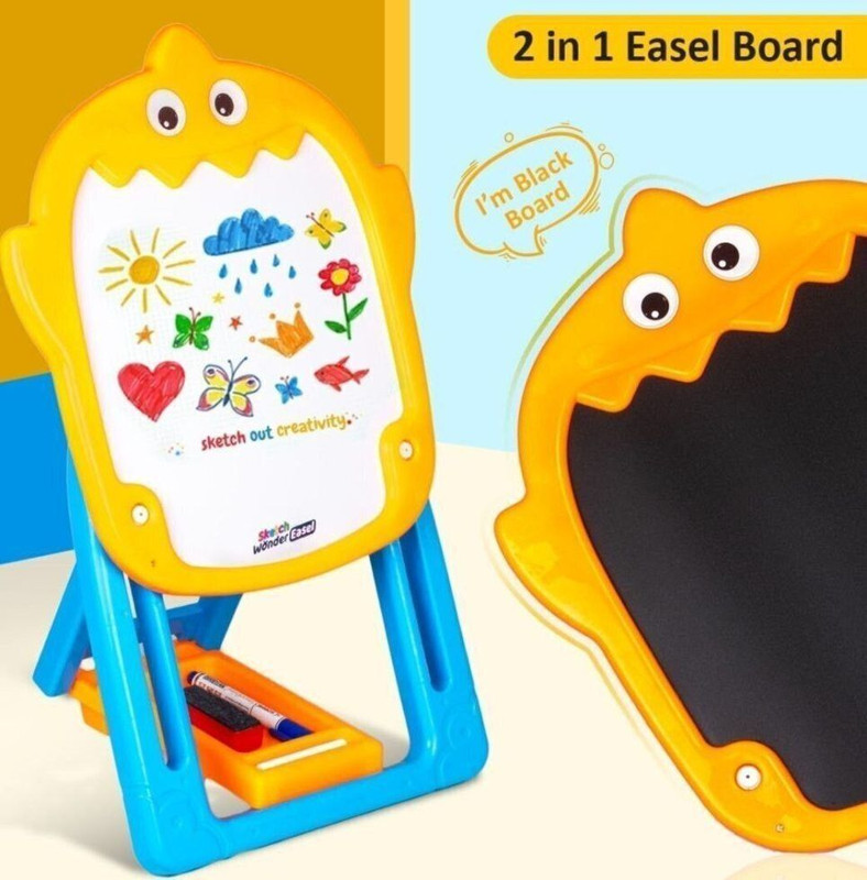 zokato Sketch Wonder Easel 2 In 1 Double Sided Easel For Kids.(Multicolor)
