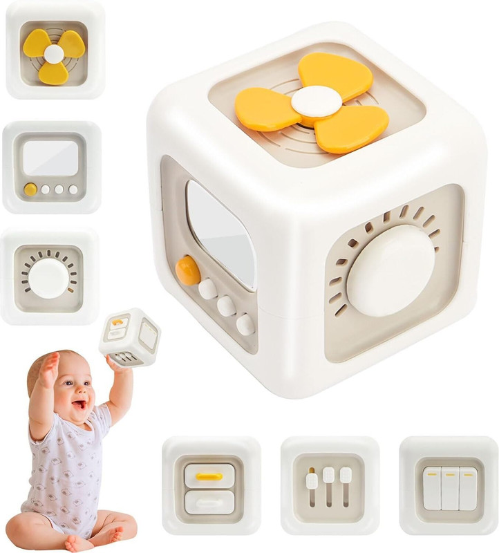 EagleVista 6 in 1 Sensory Busy Activity Cube(Grey, Yellow, White)