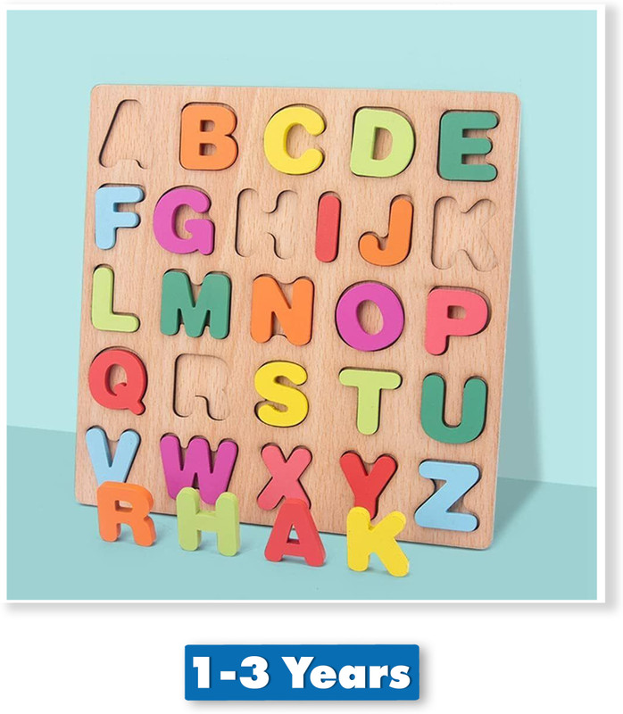 BOZICA Wooden Educational Creative learning A To Z English Alphabets ABCD Board Puzzle(Beige, Multicolor)