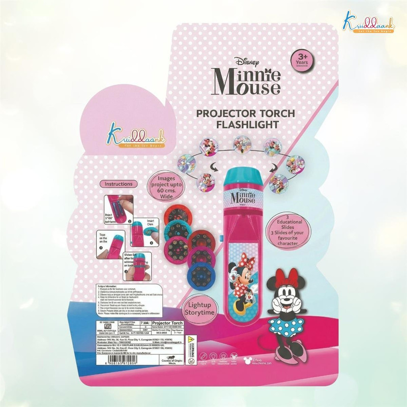 DISNEY Minnie Mouse Projector Torch Flashlight for Kids(Multicolor)