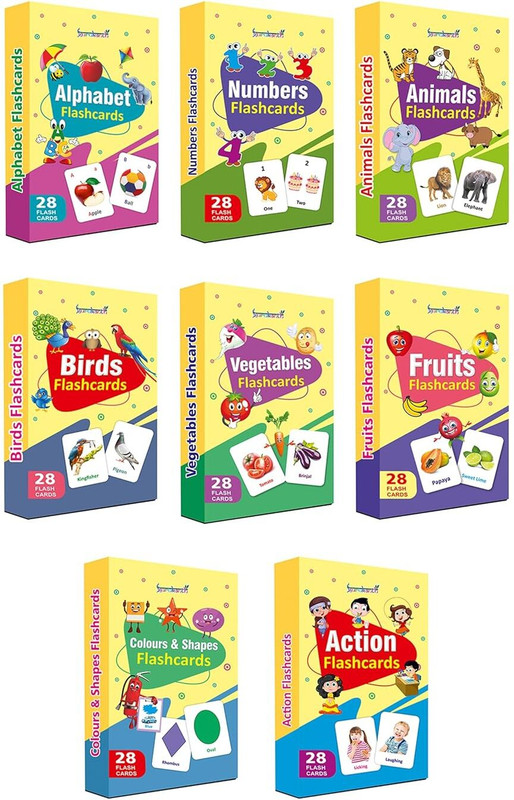 gurukanth Premium 8-in-1 Brain Boosting Non-Tearable Flash Cards for Kids(Multicolor)