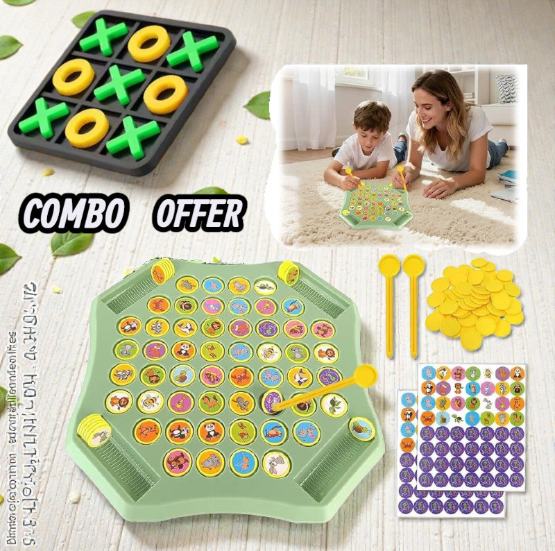 INDIEPREMIOR 2-in-1 Kids Activity Toy Tic Tac Toe + Memory Matching Token Set(Multicolor)