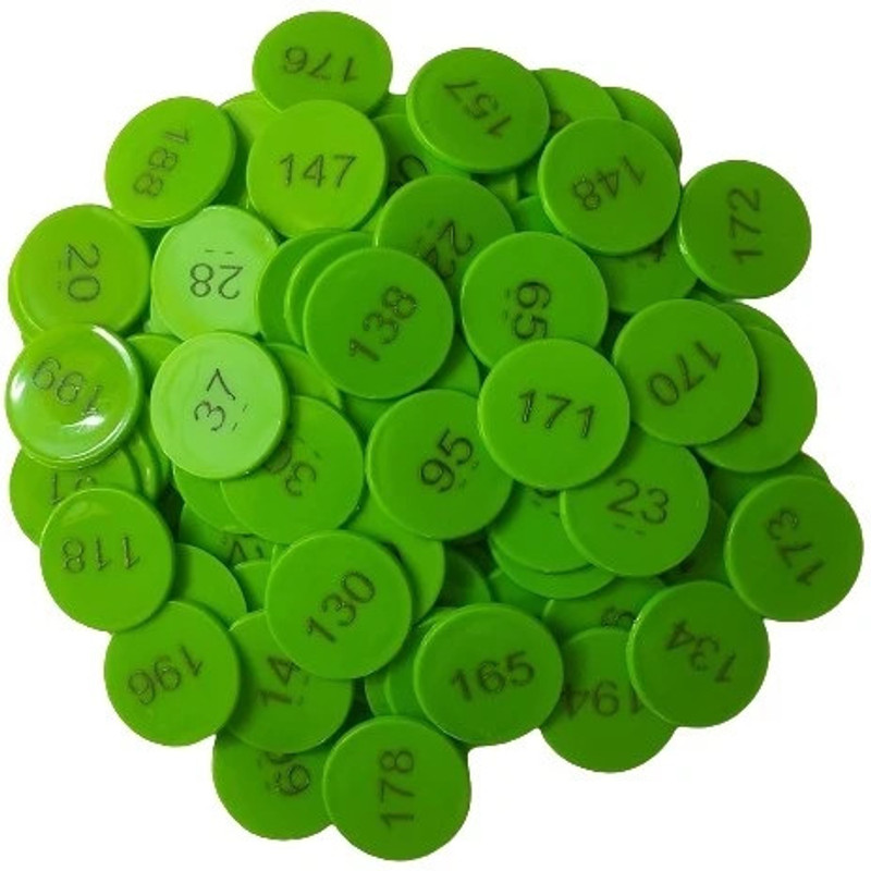 MOREL EMBOSSED 1 TO 200 NUMERICAL PLASTIC TOKEN COIN(31MM) FOR SHOP BOARD GAMES,SCHOOL(Green)