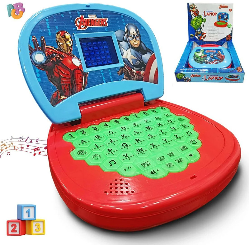 Wembley Avenger Theam Laptop Number & Alphabet Chart Learning Educational Toy For Kid(Blue, Red)