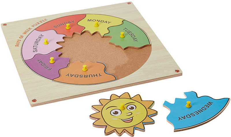 Plus Shine 7 Days Name Learning Puzzle Board With Pictures Week Days Education Toy For Kids(Beige)