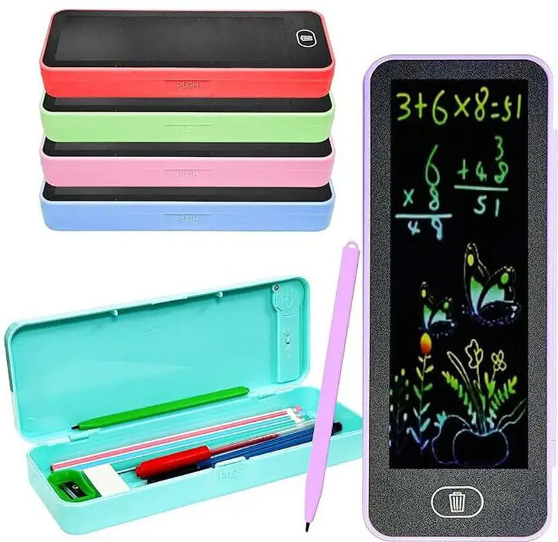 Cyrus LCD Writing Tablet Pencil Box, Drawing Board Case Erase Button, Magic Storage(Multicolor)