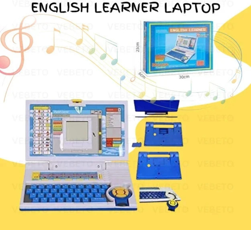 Bambono Rechargeable Educational Laptop for Kids 3+ Years, Learn Letter, Math, Music(Blue)