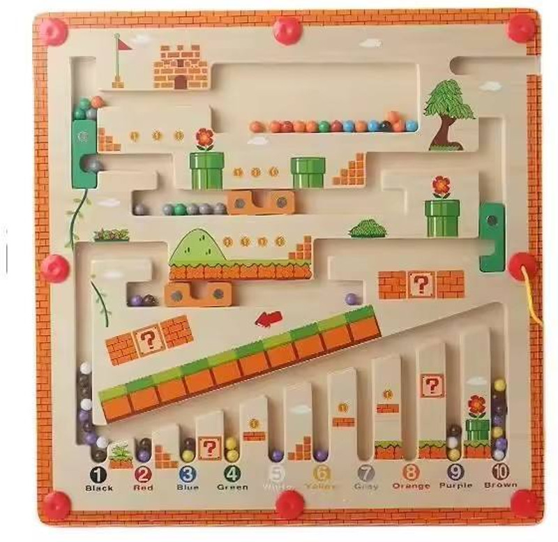 Kihika Wooden Magnetic Color & Number Maze | Montessori Educational Board Game(Multicolor)