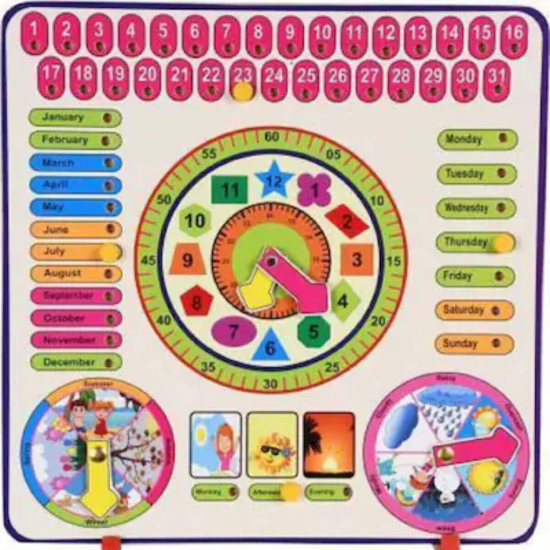 RPC99 Learning Clock with Bead Lace–Educational Wooden Toy(2-4Years)Boys & Girls(Multicolor)