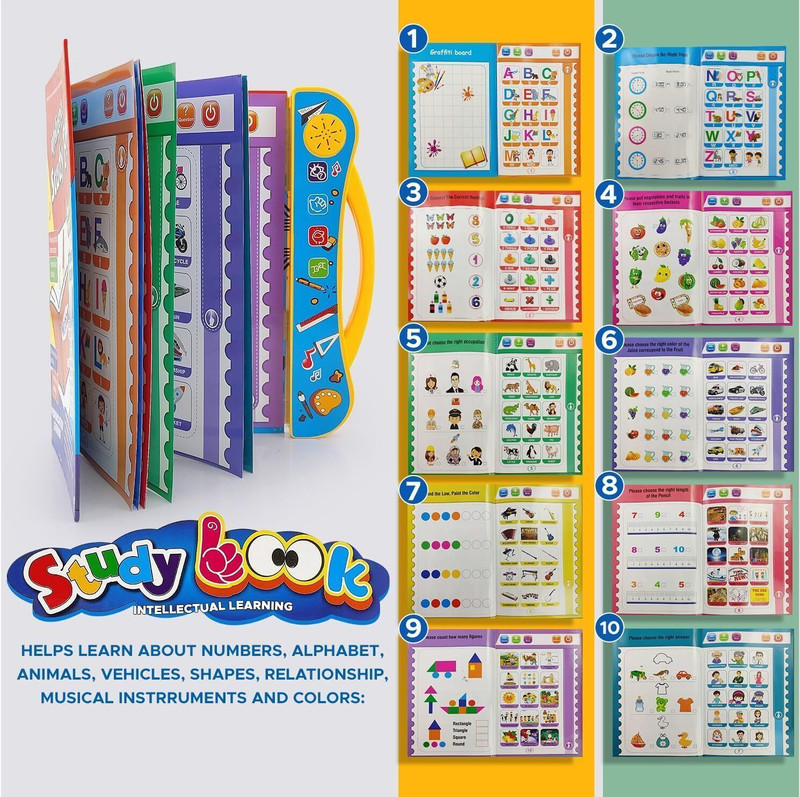 Shubhank Toys Musical English Sound Book for Kids | Phonetic Learning Toy | Shapes & Numbers(Multicolor)