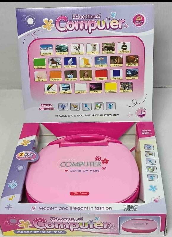 MJU Learning Laptop for Kids with small LED Screen, Learning number and Alphabets(Pink)