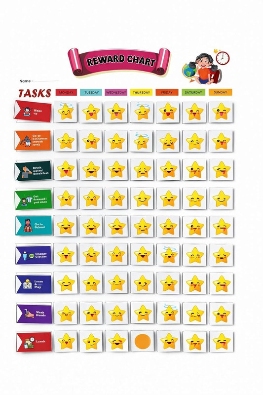 THE TREASURE WORLD Kids Reward Chart with Star System Habit Building Chart for Children(Multicolor)