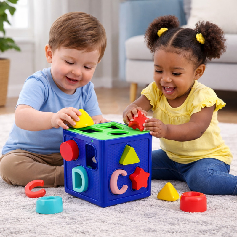 S sukan tex Educational Shape & Alphabet Sorter Toy for Babies | Colorful Puzzle Cube(Multicolor)