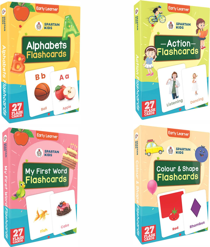 spartan kids Early Learning Flash Cards For Babies (81 Flash card) combo pack(Multicolor)