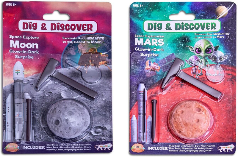 Kimon Toys Dig & Discover Excavation of Moon and Mars with Surprise Fun Toys for Kids(Silver, Red)
