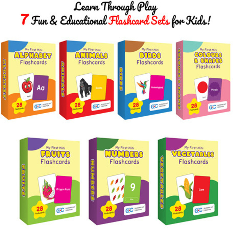 Gdc My First Flash Cards for Kids (Set of 7) : Learning & Educational Toy-196 Cards(Multicolor)