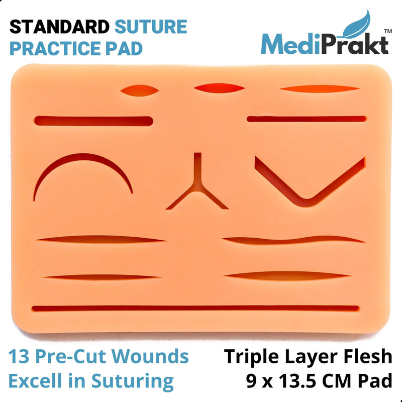 MediPrakt | SUTURE PRACTICE PAD (STANDARD) | 3 Layers- Human Skin, Fat and Muscle | 13 Incisions | Replicates Human Wounds | Ideal for Students (MADE IN INDIA)(Beige)