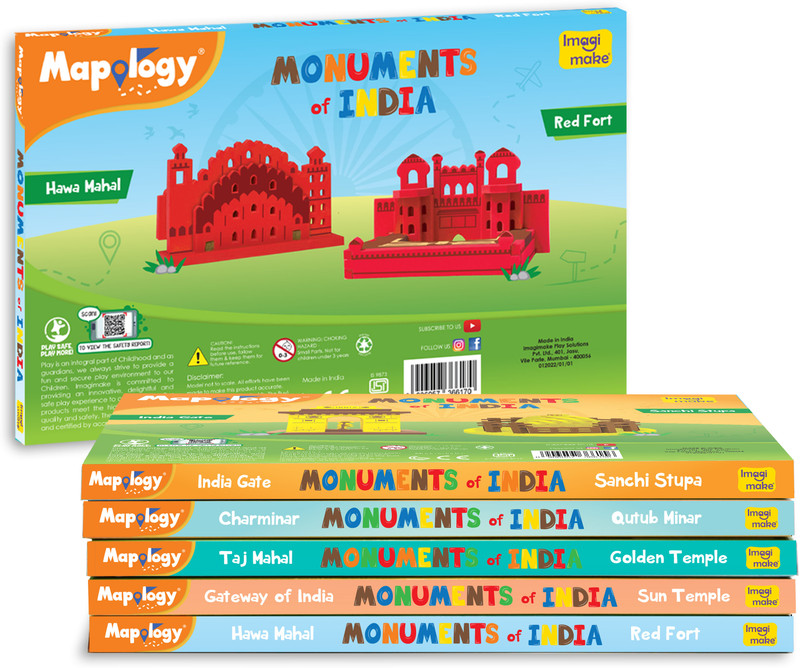 Imagimake Mapology Monuments Mini Set- Model Making- Assorted Design- Pack of 6- 5 Years+(Multicolor)