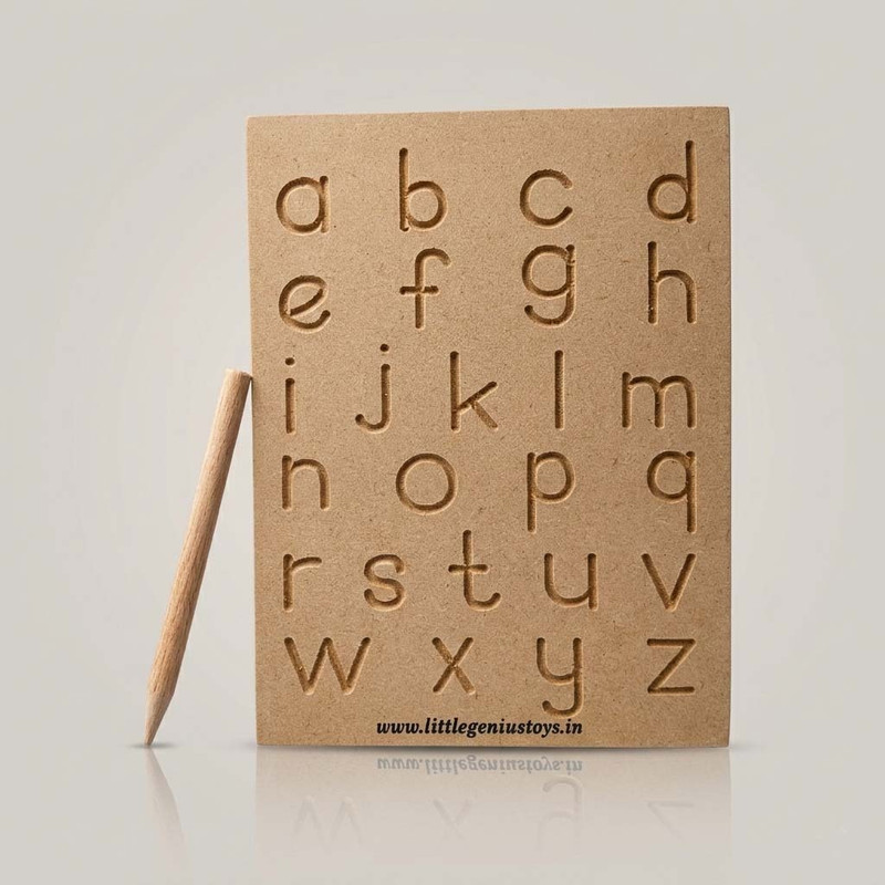 Maskeen Wooden Small Alphabet Tracing Board - Choti ABC Trace(Beige)