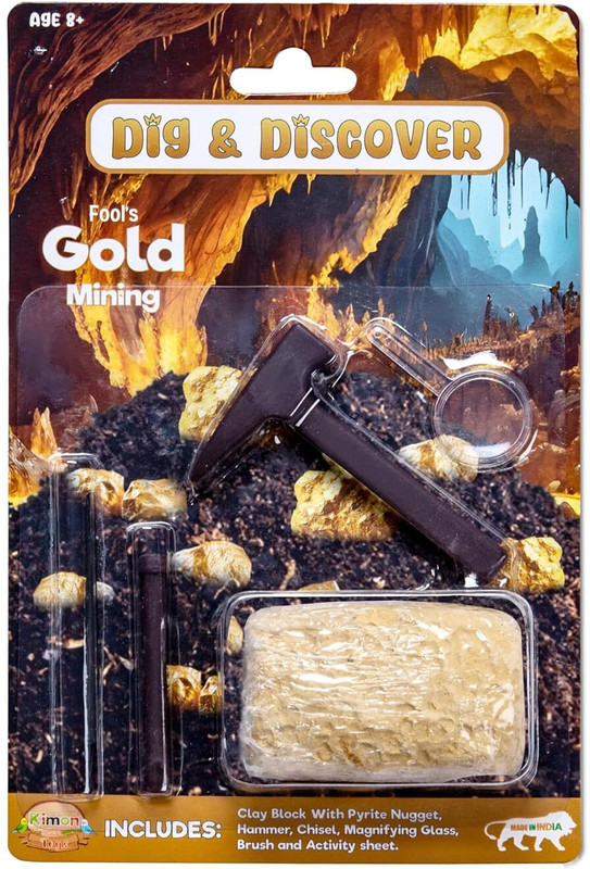 Kimon Toys Dig & Discover Fool's Gold Excavation Kit Pyrite Nugget Fun Toys for Kids(Yellow)