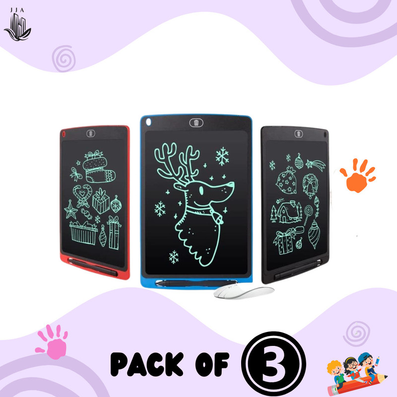 Jeevan jyoti agency LCD writing pad Digital Slate for Kids Educational Toy Painting board(Pack of 2)(Multicolor)