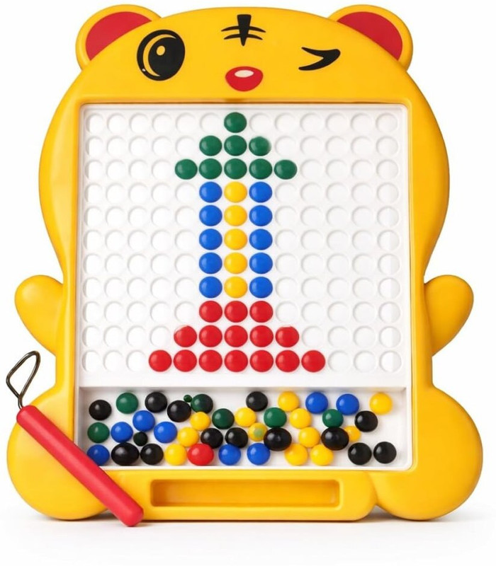SANSCARA Magnetic Drawing Board with Pen and Pattern Book Dots Board(Yellow)
