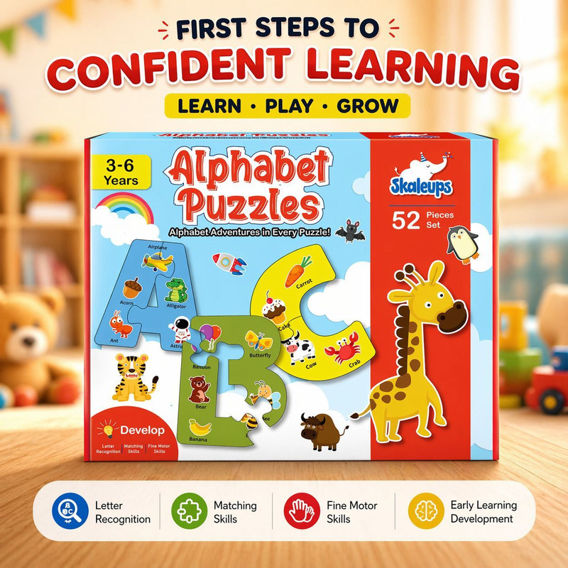 Skaleups Alphabet Easy Learning Puzzle Toy, STEM, Montessori Alphabet Jigsaw Puzzle Toys(Multicolor)