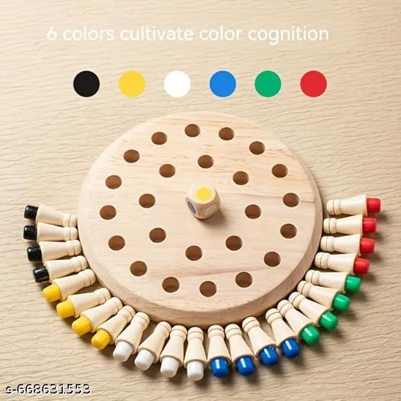 AJDK MART Wooden Color Matching Memory Chess Game with Dice for Kids 16cm(Multicolor)